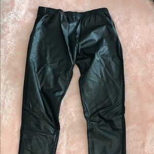 Faux Leather Front Leggings